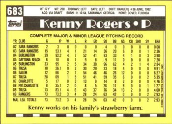 1990 Topps - Collector's Edition (Tiffany) #683 Kenny Rogers Back