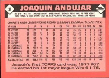 1986 Topps Traded - Limited Edition (Tiffany) #3T Joaquin Andujar Back