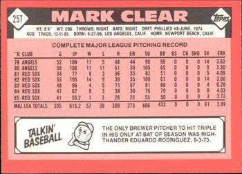 1986 Topps Traded - Limited Edition (Tiffany) #25T Mark Clear Back
