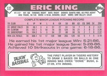 1986 Topps Traded - Limited Edition (Tiffany) #53T Eric King Back
