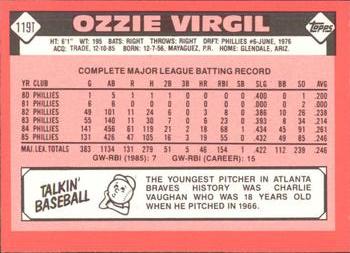 1986 Topps Traded - Limited Edition (Tiffany) #119T Ozzie Virgil Back