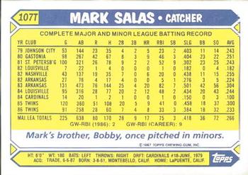 1987 Topps Traded - Limited Edition (Tiffany) #107T Mark Salas Back