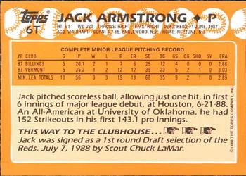 1988 Topps Traded - Limited Edition (Tiffany) #6T Jack Armstrong Back