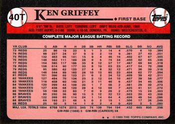 1989 Topps Traded - Limited Edition (Tiffany) #40T Ken Griffey Back