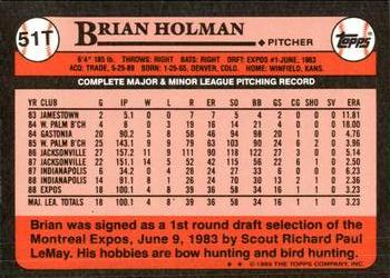 1989 Topps Traded - Limited Edition (Tiffany) #51T Brian Holman Back