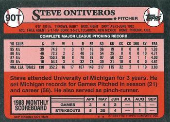 1989 Topps Traded - Limited Edition (Tiffany) #90T Steve Ontiveros Back
