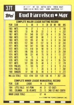 1990 Topps Traded - Limited Edition (Tiffany) #37T Bud Harrelson Back