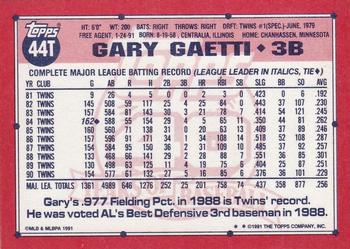 1991 Topps Traded - Limited Edition (Tiffany) #44T Gary Gaetti Back