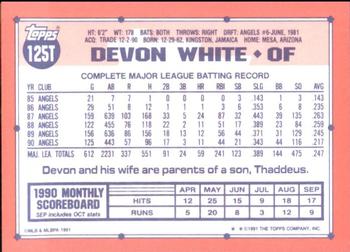 1991 Topps Traded - Limited Edition (Tiffany) #125T Devon White Back