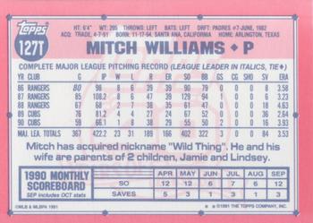 1991 Topps Traded - Limited Edition (Tiffany) #127T Mitch Williams Back