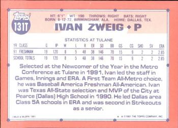 1991 Topps Traded - Limited Edition (Tiffany) #131T Ivan Zweig Back