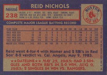 1984 Topps Nestle #238 Reid Nichols Back