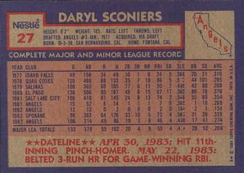 1984 Topps Nestle #27 Daryl Sconiers Back