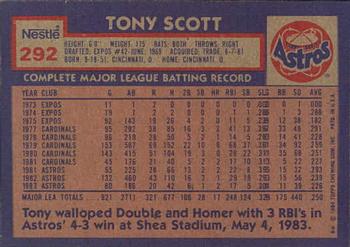 1984 Topps Nestle #292 Tony Scott Back