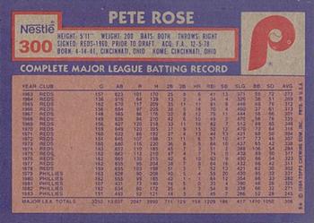 1984 Topps Nestle #300 Pete Rose Back