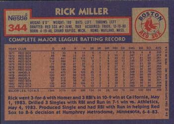 1984 Topps Nestle #344 Rick Miller Back