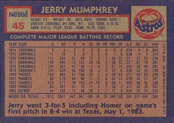 1984 Topps Nestle #45 Jerry Mumphrey Back