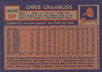 1984 Topps Nestle #50 Chris Chambliss Back