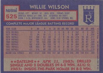 1984 Topps Nestle #525 Willie Wilson Back
