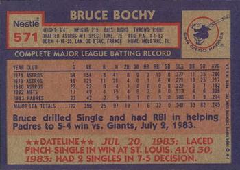 1984 Topps Nestle #571 Bruce Bochy Back