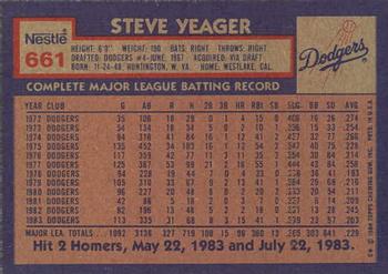 1984 Topps Nestle #661 Steve Yeager Back