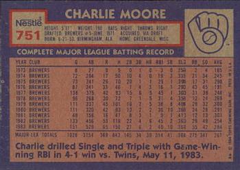 1984 Topps Nestle #751 Charlie Moore Back