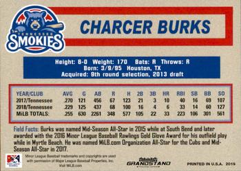 2019 Grandstand Tennessee Smokies #NNO Charcer Burks Back