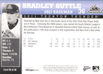 2011 MultiAd Trenton Thunder SGA #28 Bradley Suttle Back