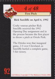 2002 Baltimore Orioles Greatest Moments of Oriole Park at Camden Yards #4 Rick Sutcliffe Back