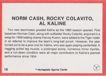 1983 Al Kaline Story - Red Back Border #19 Norm Cash / Rocky Colavito / Al Kaline Back
