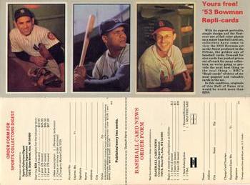 1986 Baseball Cards Magazine Repli-cards - Panels #32/46/121 Yogi Berra / Roy Campanella / Stan Musial Front