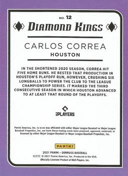 2021 Donruss #12 Carlos Correa Back