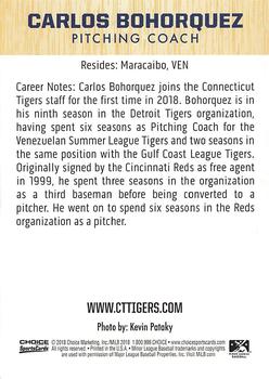 2018 Choice Connecticut Tigers #NNO Carlos Bohorquez Back