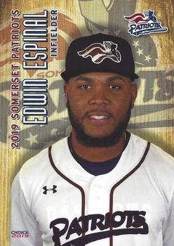 2019 Choice Somerset Patriots #08 Edwin Espinal Front