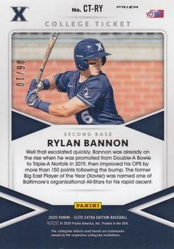 2020 Panini Elite Extra Edition - College Tickets Gold #CT-RY Rylan Bannon Back