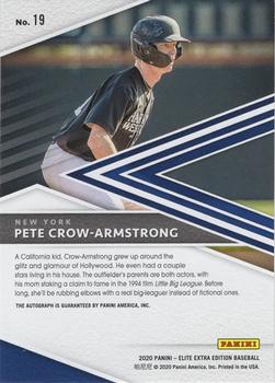 2020 Panini Elite Extra Edition - Signatures #19 Pete Crow-Armstrong Back