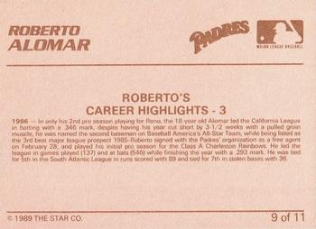 1989 Star Alomar Brothers - Glossy #9 Roberto Alomar Back