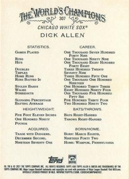 2021 Topps Allen & Ginter #307 Dick Allen Back