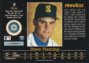 1993 Pinnacle #5 Dave Fleming Back