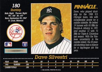 1993 Pinnacle #180 Dave Silvestri Back