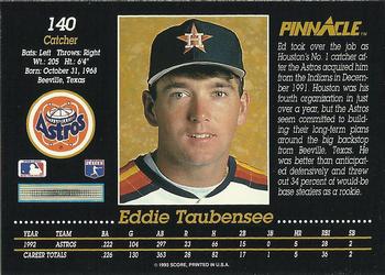 1993 Pinnacle #140 Eddie Taubensee Back