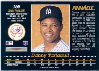 1993 Pinnacle #168 Danny Tartabull Back