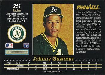 1993 Pinnacle #261 Johnny Guzman Back