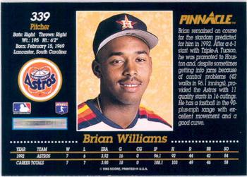 1993 Pinnacle #339 Brian Williams Back