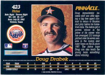 1993 Pinnacle #423 Doug Drabek Back