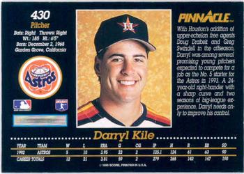 1993 Pinnacle #430 Darryl Kile Back