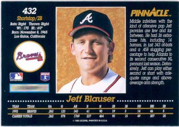 1993 Pinnacle #432 Jeff Blauser Back
