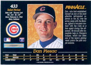 1993 Pinnacle #433 Dan Plesac Back