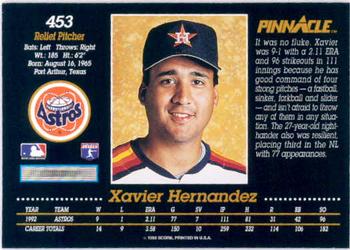 1993 Pinnacle #453 Xavier Hernandez Back