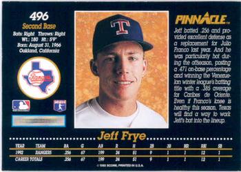 1993 Pinnacle #496 Jeff Frye Back